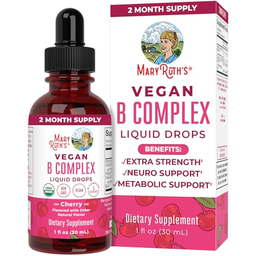 MaryRuth Organics Vitamin B Complex | B Complex Vitamins | 2 Month Supply | Biotin | Vitamin B12 | Niacin | Folate | Energy Support Supplement | Vegan | USDA Organic | Non-GMO | Gluten Free | 1 Fl Oz