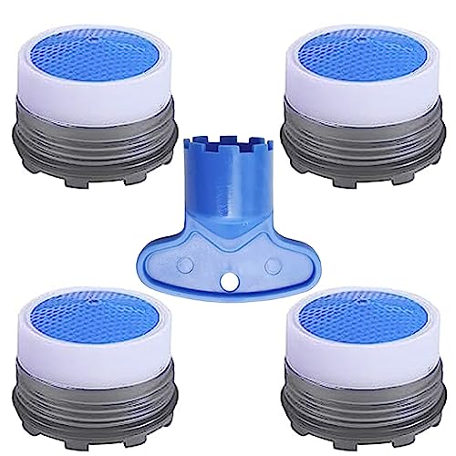 BOETOADG 4PCS Cache Aerator M16.5, Plug-In Faucet Aerator Faucet Restrictor Replacement Parts for Kitchen Cache Aerator Bathroom Sink Aerator with Key Removal Wrench Tool, 1.2GPM, 16.5mm/0.65inch