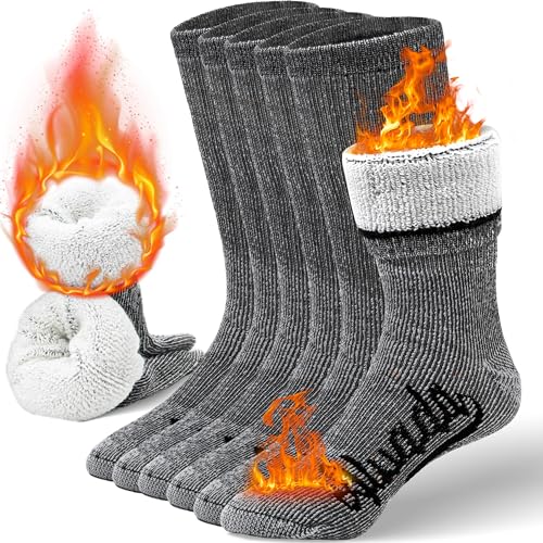 Alvada Merino Wool Hiking Socks Thermal Warm Crew Winter Boot Sock For Men Women 3 Pairs SM