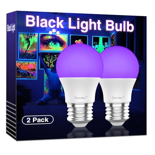 Onforu 15W LED Black Light Bulbs, A19 E26 120W Equivalent Blacklight Bulb for Glow in The Dark, Halloween Lights, 120V, Level 385-400nm, Blacklight Party, Body Paint, Fluorescent Poster