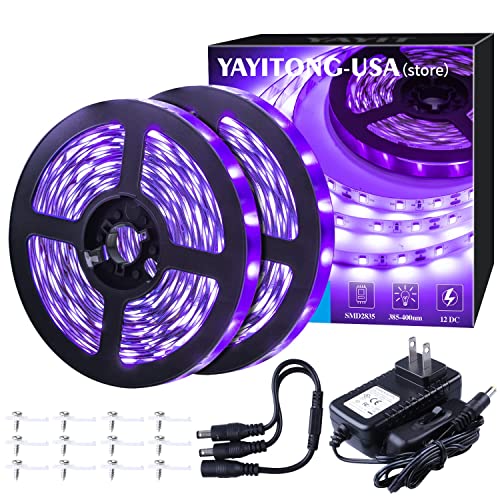 YAYIT 40 Foot Led Black Light Strip Kit, 720 Units Led, 12V Flexible Blacklight Fixtures, Non-Waterproof