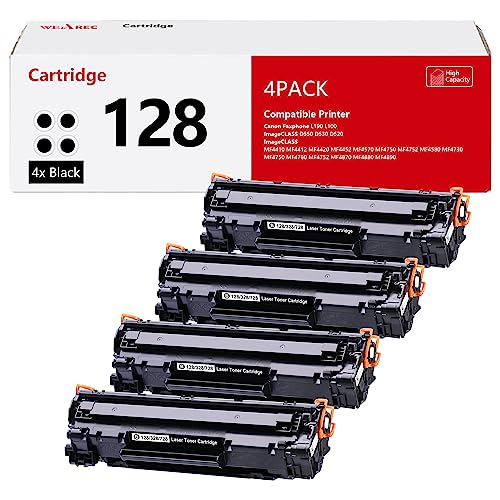 WEAREC Compatible Toner Cartridge Replacement for Canon 128 CRG128 Work with Faxphone L190 L100 ImageCLASS D550 D530 MF4410 MF4412 MF4420 MF4452 Printer(4-Pack)