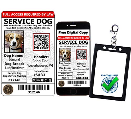 ActiveDogs Registered Service Dog Photo Identification Card w/Clip-On Carrier Holder + Free Digital Copy for Mobile - ADA & TSA Compliant