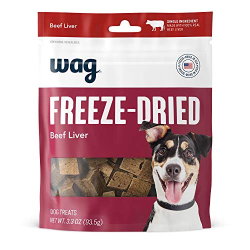 Amazon Brand - Wag Freeze-Dried Raw Single Ingredient Dog Treats, Beef Liver, 3.3 Ounce (Pack of 1)