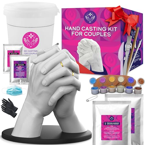 Hand Casting Kit for Couples with Practice Kit - Hand Mold Casting Kit Anniversary, Sculpture Molding, Unique Couple Gifts, Valentines Day Gifts for Him, Her, Husband, Wife, Wedding Gifts Keepsake