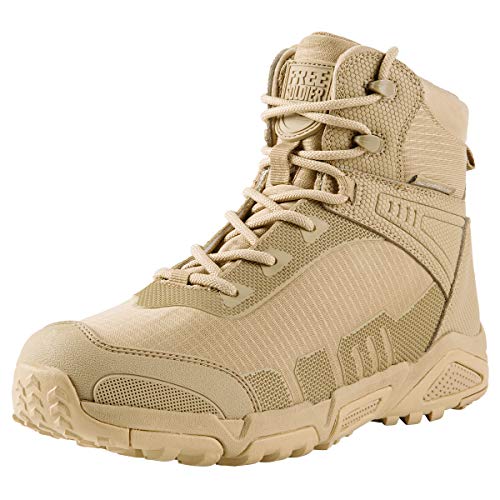 FREE SOLDIER Men's Tactical Boots 6 Inches Lightweight Combat Boots Durable Hiking Boots Military Desert Boots (Waterproof Tan,11 US)