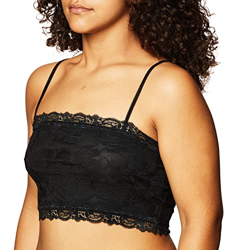 PURE STYLE Girlfriends Women's Petite Plus Camiflage Lace Half Cami, Black, Large