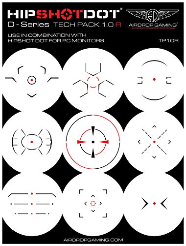 HipShotDot D-Series Tech Pack - Reusable Transparent Aim Sight Assist TV Decals - Gaming Television or Monitor Decal for FPS Video Games Compatible with PC, Xbox & Playstation (1.0, Red)