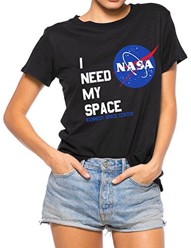 Nlife Women Fashion I Need My Space Shirt NASA Shirt Women NASA T Shirt Short Sleeve Tee Black