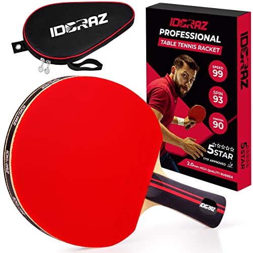 Idoraz Table Tennis Racket Professional Paddle - Ping Pong Racket with Carrying Case - ITTF Approved Rubber for Tournament Play - Best Table Tennis Paddle