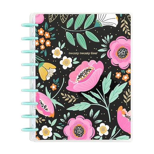 Happy Planner Disc-Bound 12-Month Planner, January 2024–December 2024 Daily, Weekly, Monthly Planner, Classic Size, Vertical Layout with Lines, Tiny Florals Theme, 7 Inches by 9 3/4 Inches