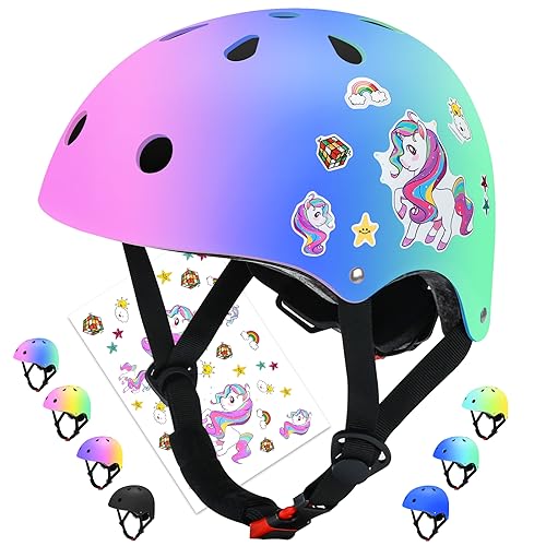 Wemfg Color Gradient Adjustable Helmet, Kids Toddler Girls Boys Child Bike Helmet for Multi-Sports Cycling Skating Bike Rollerblading Scooter Ages 2-4, 3-5, 5-8, 8-14