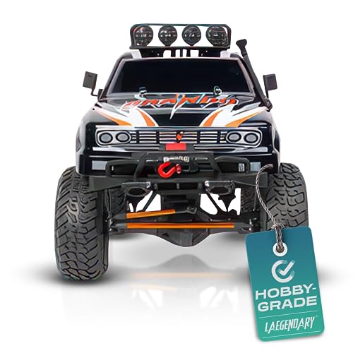 LAEGENDARY RC Crawler - 4x4 Offroad Crawler Remote Control Truck for Adults - RC Car, RC Rock Crawler, Fast Speed, Electric, Hobby Grade Car - 1:10 Scale, Brushed, Red - Orange