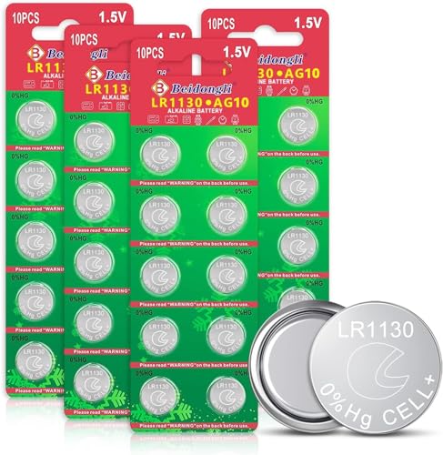 LR1130 AG10 Battery 1.5V Long-Lasting Alkaline Button Cell Batteries【5-Year Warranty】 (40 Pack)