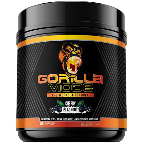 Gorilla Mode Pre Workout - Massive Pumps · Laser Focus · Energy · Power - L-Citrulline, Creatine, GlycerPump, L-Tyrosine, Agmatine, Kanna, N-Phenethyl Dimethylamine Citrate - 604 Grams (Cherry)
