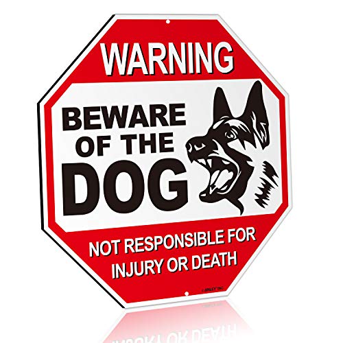 Anley Beware of The Dog Aluminum Warning Sign, No Responsible for Injury Or Death Warning Dog Sign - UV Protected and Weatherproof - 12' x 12'