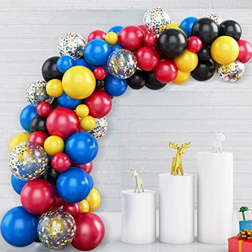 Balloon Arch Garland Kit, 105PCS Blue Red Black Balloon Arch Kit Balloon Garland Kit, Latex Balloons With Confetti Party Balloons For Birthday Decoration Wedding Baby Shower Decoration Party Supplies