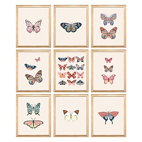 97 Decor Vintage Butterfly Poster - Butterfly Wall Art, Butterfly Art Wall Decor, Artsy Butterflies Print, Vintage Pastel Nature Butterfly Pictures for Home Bedroom Decoration (8x10 UNFRAMED)