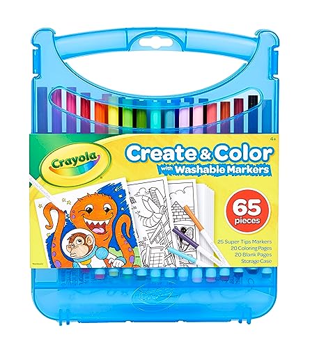 Crayola Super Tips Coloring Art Case with Coloring Pages, Kids Gift, 65+ Pieces, Packaging May Vary