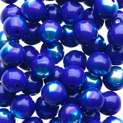 Czech Druk Beads 6mm Opaque Cobalt AB 50 Pieces for Jewelry Making and DIY Crafts