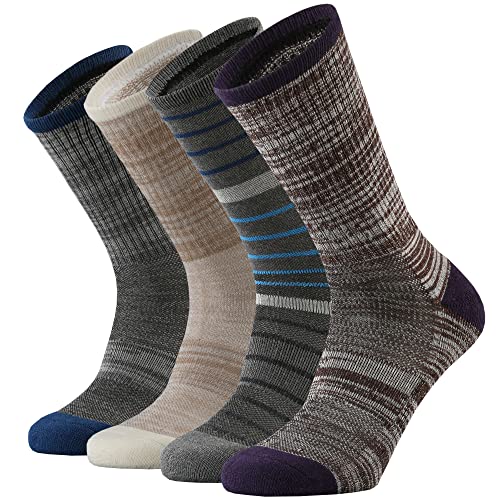 ONKE Merino Wool Cushion Crew Socks for Women Ladies Colorful Casual Dress Outdoor Trail Hiking Hike All Seasons Medium Warm(Multicolor1)