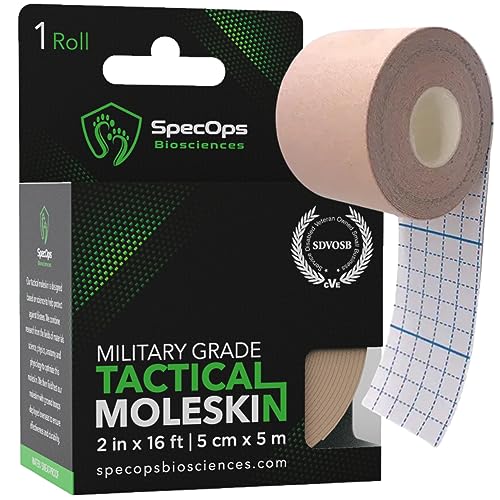 Hiking and Running Thin Moleskin for Blisters and Feet. The Choice of 2023 DEKA Fit World Champion & Spartan Elite Ultra Champion. 408 Sq in of Super Adhesive Mole Skin Tape. Military-Tested.