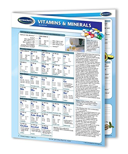 Permacharts Vitamins & Minerals Laminated 8.5' x 11' Reference Chart - Quick Reference Guide