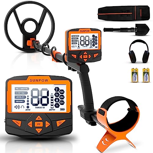 SUNPOW Metal Detector for Adults Professional - Waterproof Higher Accuracy 5 Modes Gold Detector with Strong Anti-Interference, Advanced DSP Chip, 11' Detection Depth Metal Detectors - OTMD09