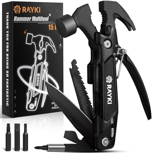 Stocking Stuffers for Men, Hammer Multitool 15 in 1 Christmas Gifts for Men Dad Husband Boyfriend Camping Accessories Survival Gear Multi Tool with Gift Box Cool Gadgets Unique Birthday Gifts Ideas