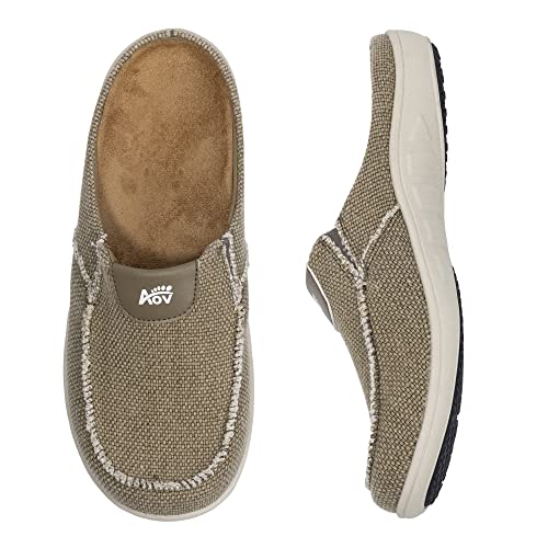 Men's Slippers Wide Slip On Shoes with Arch Support Orthotic House Clogs Indoor Outdoor Shoes Comfy Plantar Fasciitis Loafers Brown US 11.5