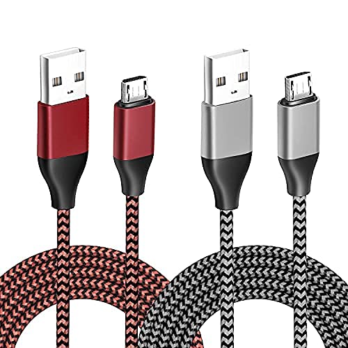 SISSFO Charger for PS4 Controller Charging Cable 2PCS 10FT Nylon Braided Micro USB 2.0 High Speed Data Sync Cord for Xbox One S/X, Playstation 4, PS4 Slim/Pro Controller Charger and Play Cord