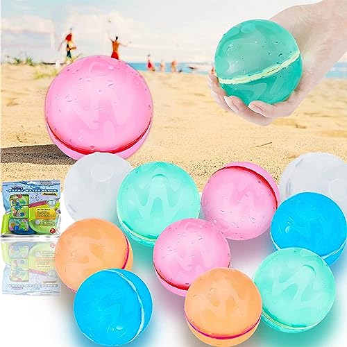 URMONA Reusable Water Balloons for Kids Adults, Outdoor Toys, Pool Toys, Self-Sealing Water Bomb for Kids, Magnetic Easy Quick Fill Water Ball, Summer Fun Splash Water Bomb Party Supplies(12 PCS)