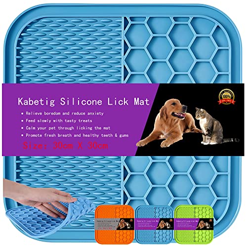Kabetig Silicone X Large Dog Lick Mat for Dogs with Suction Cups - Dog Licking Mat/Pad for Anxiety and Boredom Relief - Alternative to Slow Feeder Dog Bowl - Use for Food/Treats/Yogurt/Peanut Butter