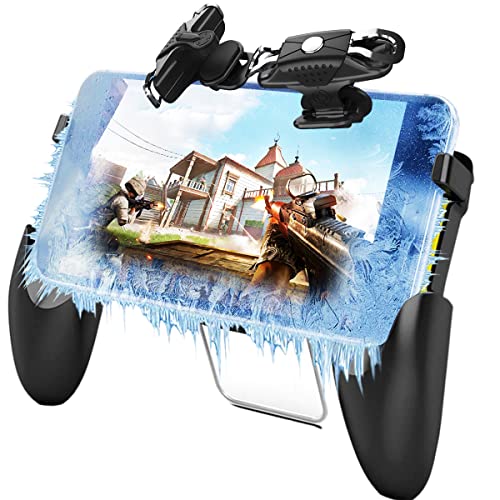 KingTSYU Phone Game Controller With Cooling Fan, Mobile Game Handle with Triggers for PUBG/Call of Duty/Fortnite, L1R1 Gaming Grip Gamepad for 4.7-6.5' iPhone iOS/Android Phone