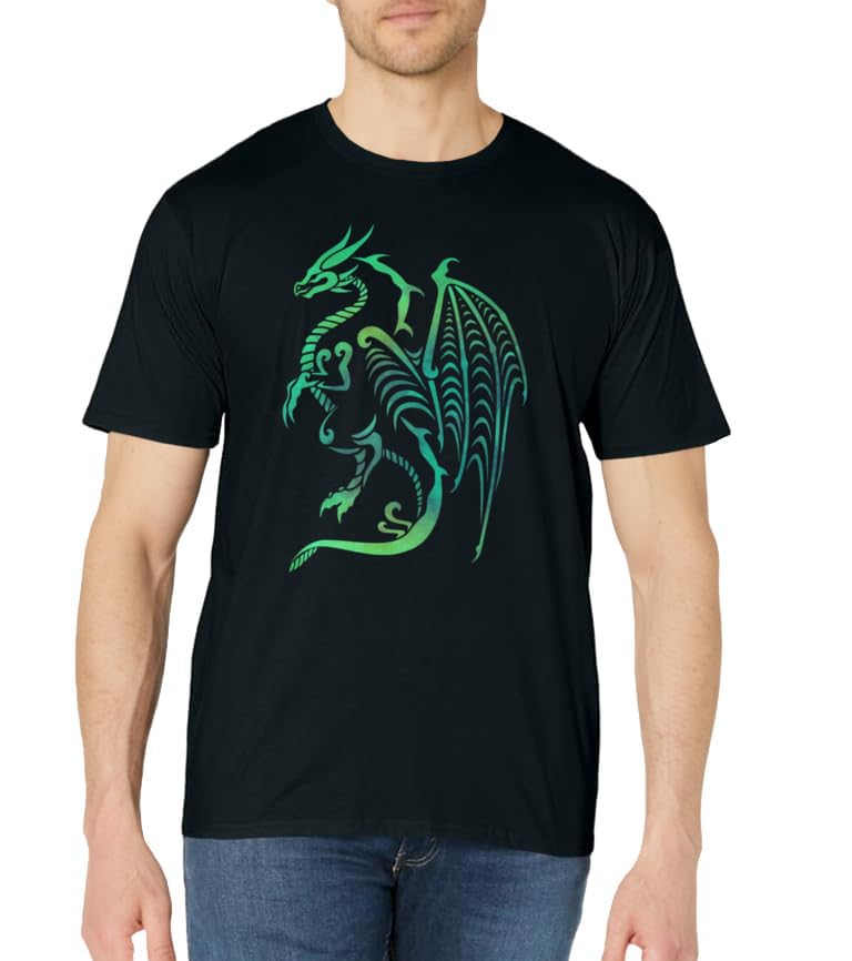 Dragon Vintage Green Color Medieval Fantasy Creature Graphic T-Shirt