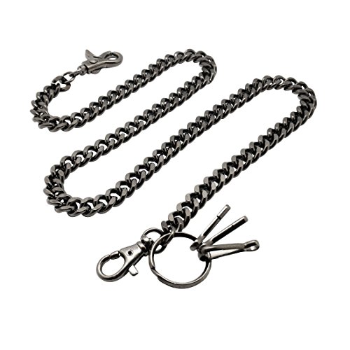 UNIQSUM Basic Curb Cuban Link wallet chain Swivel Trigger snap Biker Punk Key chain (23 inch, Gun-Metal)