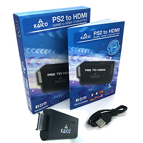 Kaico Edition - Playstation 2 PS2 HDMI Converter - PS2 to HDMI - Component to HDMI Converter Adaptor - Play Playstation 2 on your HDMI TV - Retro Gaming PS2 HDMI Converter Adapter…