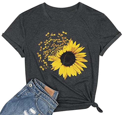 Sunflower Shirts for Women Cute Dandelion Graphics Tshirt Summer Women Short Sleeve Tee Tops