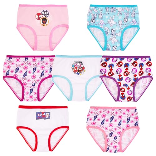 Marvel Girls' Spiderman and Ghost Spider Amazon Exclusive Toddler 7-Pack of 100% Combed Cotton Panties in Sizes 2/3T, 4T & 5T, 7-Pack