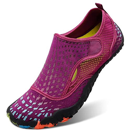 L-RUN Women Water Shoes Barefoot Beach Swim Shoes Flexible Purple M US (Women 9, Men 7.5)=EU40