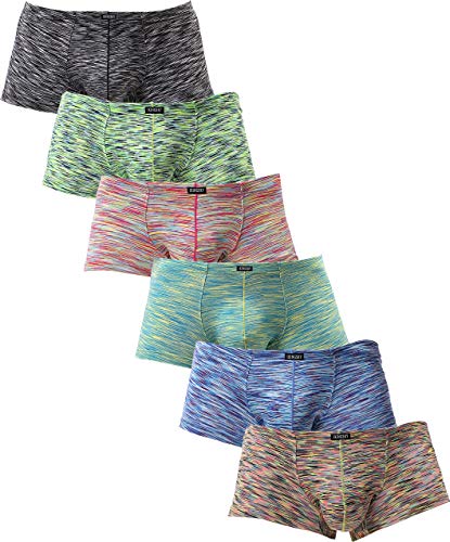IKINGSKY Men's Stretch Boxer Briefs Underwear Sexy Low Rise Men Pouch Boxer Shorts (Medium, 6 Pack)