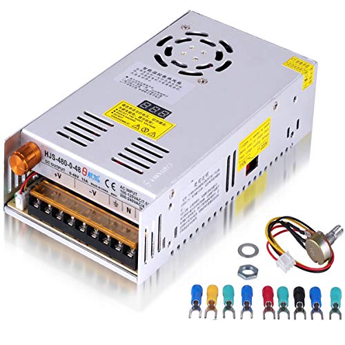 AC to DC Converter, MYSWEETY 12 Volt Power Supply AC 110V-220V to DC 0-48V Module Switching Power Supply Digital Display 480W Voltage Regulator Transformer Built in Cooling Fan