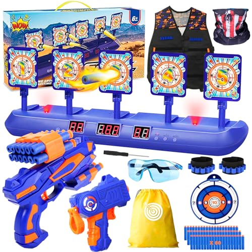 Digital Shooting Targets Gun Practice Toy, Upgrade 5 Target Auto Reset 3 Game Mode Electronic Score, Gifts for Age 6,7,8,9,10+ Year Old Boy/Girl
