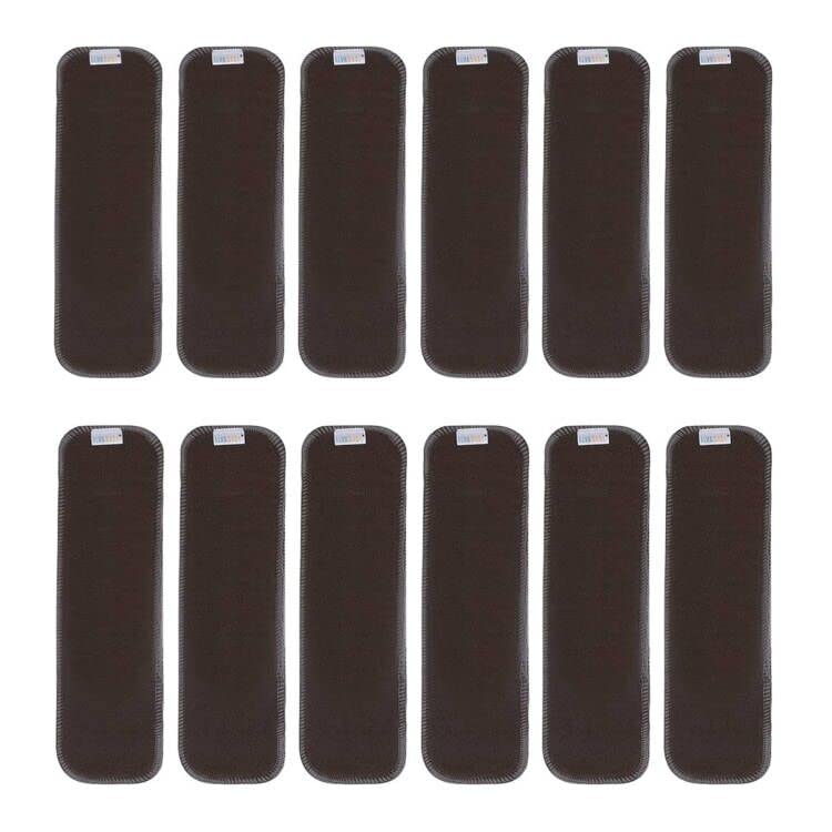 ALVABABY 12PCS Newborn Cloth Diaper Insert,5-Layer Charcoal Liner Reusable 12SZTN