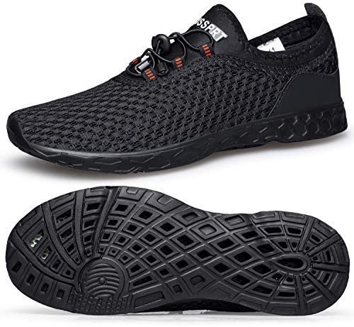 DOUSSPRT Men's Water Shoes Quick Drying Sports Aqua Shoes AllBlack Size 8