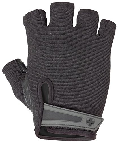 Harbinger Power Non-Wristwrap Workout Weightlifting Gloves with StretchBack Mesh and Leather Palm (Pair) Black X-Large (Fits 8.5 - 9.5 Inches)
