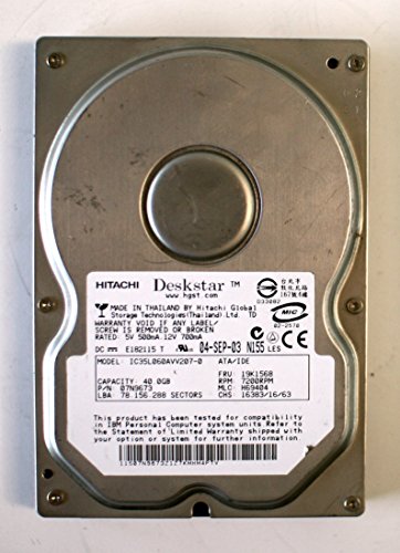 Hitachi 40GB ATA/IDE IC35L060AVV207-0 07N9673 19K1568 7200RPM H69404