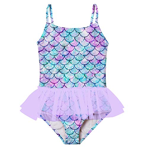 swimsobo Little Girls Mermaid Bathing Suit One Piece Swimsuits Size 5 6 Swimwear Swimming