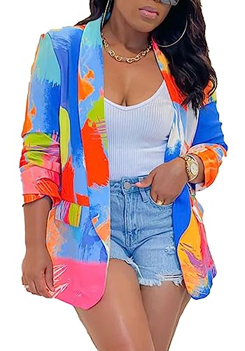 JEKYUARA Print Blazer Jackets for Women Work Casual Office Long Sleeve Fashion Business Outfits