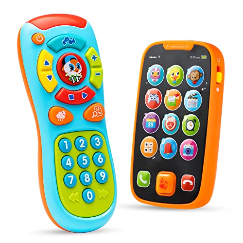 JOYIN My Learning Remote and Phone Bundle with Music, Fun Smartphone Toys for Baby, Infants, Kids, Boys or Girls, Holiday Stocking Stuffers, Birthday and Kids Toys